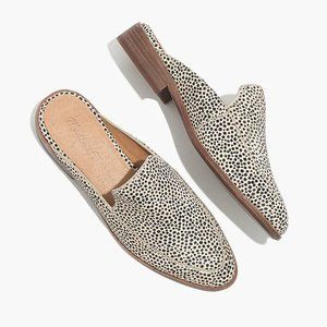 Madewell The Frances Loafer Mule in Spotted Calf Hair, Tan & Black, Size 6